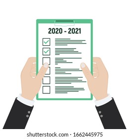 2020 - 2021 new year resolution and target business check list together planning