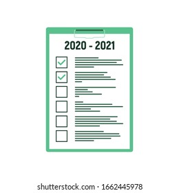 2020 - 2021 new year resolution and target business check list together planning