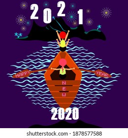 2020 to 2021 vector illustration. 2021 greeting card.