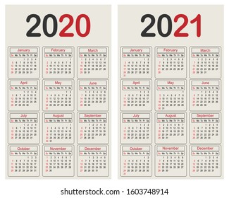 2020 and 2021 year calendar planner template, business design template vector illustration 