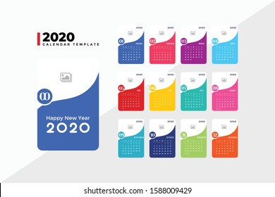 2020 Abstract Unique Desk or Wall Calendar Design Template