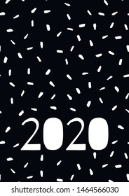 2020 Abstract Vector Hand Draw black and white. Monochrome minimalism style. Poster calendar flyer layout, printing media, brochure A3, A4, A5