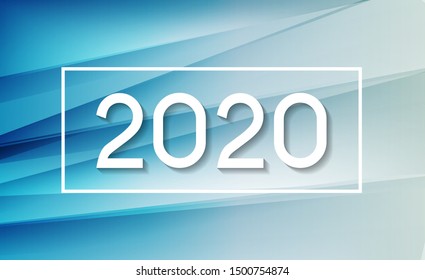 2020 Abstract Vector Illustration of New Year on Background of colored waves. EPS10