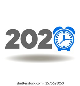 2020 alarm clock icon vector. New year time logo.