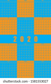 2020 Annual Planner Calendar big impact editable space blue orange game  background