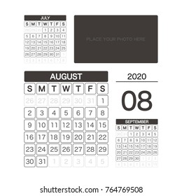 2020 AUGUST Calendar Planner Design.