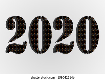 2020 banner background with light grey background and firework pattern