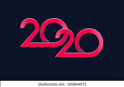 2020 banner on dark background - New Year vector winter holiday decoration 
