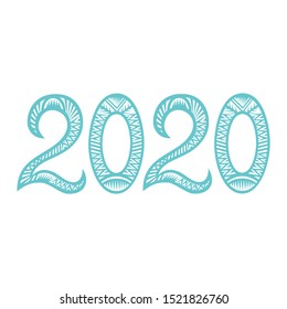 2020. Beautiful winter pattern. Happy new year card. Vector illustration