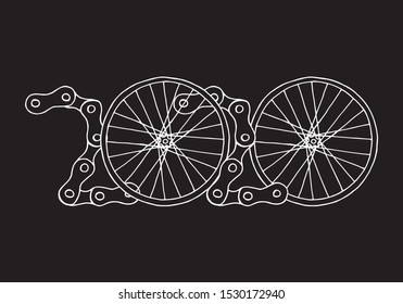 2020 Bicycle Happy New Year vector card illustration on black background

