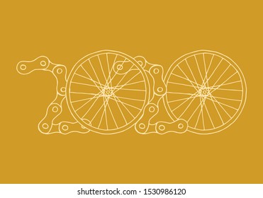 2020 Bicycle Happy New Year vector card illustration on golden background
