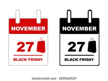 2020 Black Friday calendar isolated on white