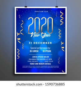 2020 blue new year party template flyer design