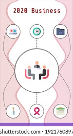2020 business editable infographic template with icons of clocks, calendar, folder, ribbon, shovel, vector, meeting
