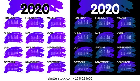 2020 calendar, abstract composition, vector illustration