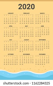 2020 Calendar with beach theme