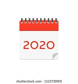 2020 calendar color icon in flat style, vector illustration