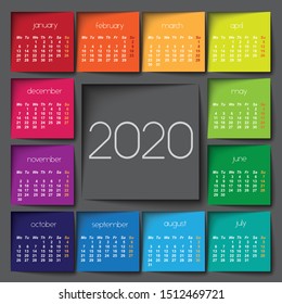 2020 calendar. Color post it squares