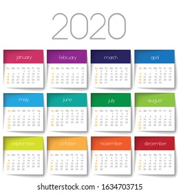 2020 calendar with Color squares	