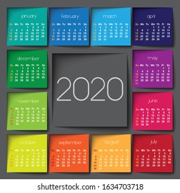 2020 calendar with Color squares	