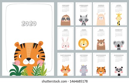 Monthly Calendar 2018 Funny Dogs Puppies Stock Vector (Royalty Free ...