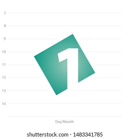 2020 Calendar day 1 planner sea green background template