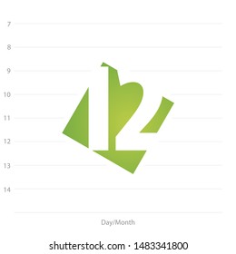 2020 Calendar day 12 planner green background template