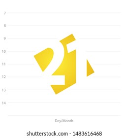 2020 Calendar day 21 planner yellow background template