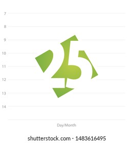2020 Calendar day 25 planner green background template