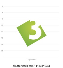 2020 Calendar day 3 planner green background template