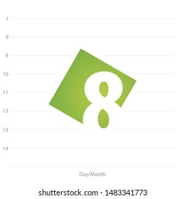 2020 Calendar day 8 planner green background template