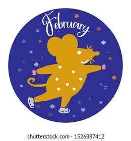 2020 calendar. Dedicated to the year of the mouse. Funny mice in different situations. For design and cards.
