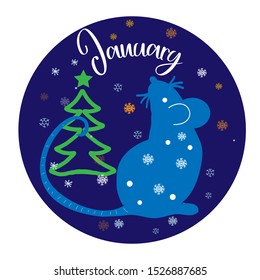 2020 calendar. Dedicated to the year of the mouse. Funny mice in different situations. For design and cards.