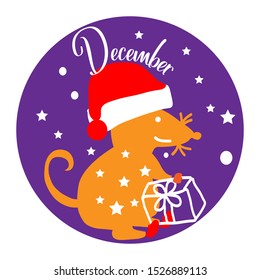 2020 calendar. Dedicated to the year of the mouse. Funny mice in different situations. For design and cards.