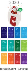 2020 calendar. Dedicated to the year of the mouse. Funny mice in different situations. For design and cards.