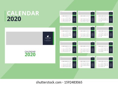 2020 calendar design template with modern background