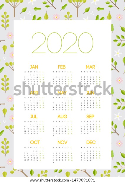 2020 Calendar Design Vector Printable Calendar Stock Vector Royalty Free 1479091091