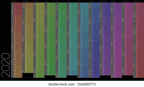 2020 calendar desktop background size