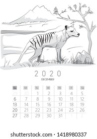 2020 calendar with drawing animal designs