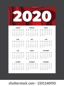 2020 Calendar - illustration. Template. Mock up
