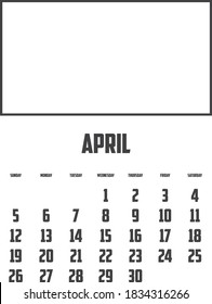 2020 Calendar Isolated on a Background for April