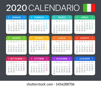 2020 calendar - Italian version - Vector Template