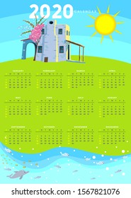 2020 Calendar Mediterranean - Aegean - Greece Concept - White Text