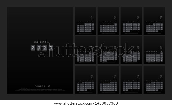 2020 calendar minimal table planner simple style. Week Starts Sunday