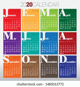 2020 Calendar Modern Colorful Flat