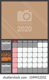 2020 Calendar Monthly Planner Design, May 2020 year vector calendar design
