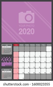 2020 Calendar Monthly Planner Design, August 2020 year vector calendar design