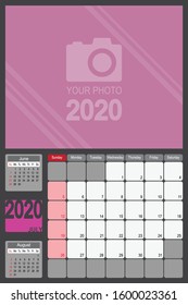 2020 Calendar Monthly Planner Design, July 2020 year vector calendar design