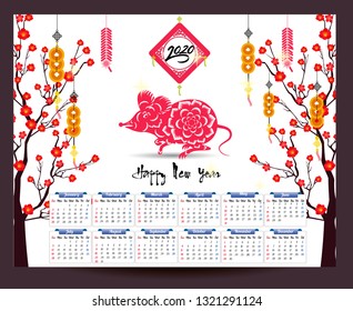 2020 Calendar for new year 