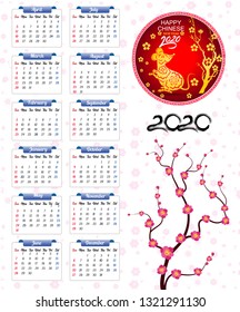 2020 Calendar for new year 